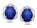 Star K ™ Large Love Knot Earrings with Oval 8 x 6mm Created Star Sapphire 313866