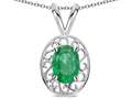 Star K (tm) Vintage Style Filigree Oval 6x4mm Genuine Emerald Pendant Necklace