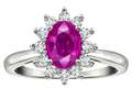 Star K (tm) Classic Lady Diana Halo Oval 7x5 Genuine Pink Tourmaline Ring