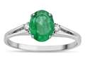 Star K (tm) Oval 8x6 Genuine Emerald Split Shank Three Stone Engagement Promise Ring