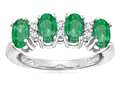 Star K(tm) Genuine Emerald Oval 5x3 4 Four Stone Band Ring
