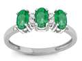 Star K™ Genuine Emerald 3 Three Oval Stones Promise Ring Wedding Band 317157