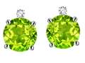 Star K(tm) Round 7mm Genuine Peridot Stud Earrings with Accent Stone on Top