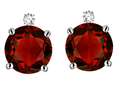 Star K(tm) Round 7mm Genuine Garnet Stud Earrings with Accent Stone on Top