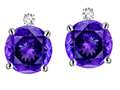 Star K(tm) Round 7mm Genuine Amethyst Screw Back Stud Earrings with Accent Stone on Top