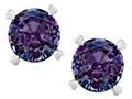 Star K(tm) Round 7mm Simulated Alexandrite Push Back Stud Earrings with Heart Prongs