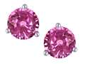Star K™ Round 6mm Created Pink Sapphire Three 3 prong Martini Screw back Stud earrings 317558