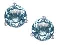 Star K™ Round 7mm Genuine Sky Blue Topaz Three 3 prong Martini Screw back Stud earrings 317648