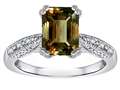 Star K™ Emerald Cut 8x6 Genuine Smoky Quartz Antique Vintage Style Solitaire Engagement Promise Ring 318420