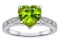 Star K(tm) Heart Shape 8mm Genuine Peridot Antique Vintage Style Solitaire Engagement Promise Ring