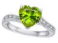 Star K(tm) Antique Vintage Style Heart Shape 8mm Genuine Peridot Solitaire Engagement Promise Ring