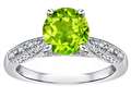 Star K(tm) Round 7mm Genuine Peridot Antique Vintage Style Solitaire Engagement Promise Ring