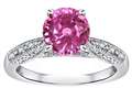 Star K™ Round 7mm Created Pink Sapphire Antique Vintage Style Solitaire Engagement Promise Ring 318547