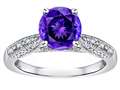 Star K(tm) Round 7mm Genuine Amethyst Antique Vintage Style Solitaire Engagement Promise Ring