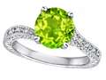Star K(tm) Antique Vintage Style Round 7mm Genuine Peridot Solitaire Engagement Promise Ring