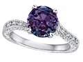 Star K™ Antique Vintage Style Round 7mm Simulated Alexandrite Solitaire Engagement Promise Ring