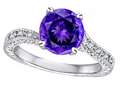 Star K(tm) Antique Vintage Style Round 7mm Genuine Amethyst Solitaire Engagement Promise Ring