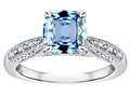 Star K™ Cushion-Cut 7mm Simulated Aquamarine Antique Vintage Style Solitaire Engagement Promise Ring