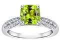 Star K(tm) Cushion-Cut 7mm Genuine Peridot Antique Vintage Style Solitaire Engagement Promise Ring