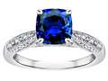 Star K™ Cushion-Cut 7mm Created Sapphire Antique Vintage Style Solitaire Engagement Promise Ring 318616