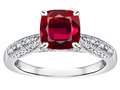 Star K™ Cushion-Cut 7mm Created Ruby Antique Vintage Style Solitaire Engagement Promise Ring