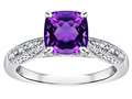 Star K™ Cushion-Cut 7mm Genuine Amethyst Antique Vintage Style Solitaire Engagement Promise Ring 318624