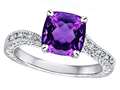 Star K™ Antique Vintage Style Cushion-Cut 7mm Genuine Amethyst Solitaire Engagement Promise Ring 318639