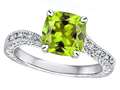 Star K(tm) Antique Vintage Style Cushion-Cut 7mm Genuine Peridot Solitaire Engagement Promise Ring