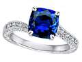 Star K™ Antique Vintage Style Cushion-Cut 7mm Created Sapphire Solitaire Engagement Promise Ring 318646