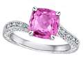 Star K™ Antique Vintage Style Cushion-Cut 7mm Created Pink Sapphire Solitaire Engagement Promise Ring 318648