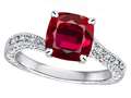 Star K™ Antique Vintage Style Cushion-Cut 7mm Created Ruby Solitaire Engagement Promise Ring