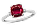 Star K™ 7mm Cushion-Cut Created Ruby Classic three 3 stone Engagement Promise Ring