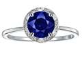 Star K™ 7mm Round Created Sapphire Classic Halo Engagement Promise Ring 318711