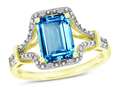 Star K™ Octagon Emerald Cut 8x6 Genuine Blue Topaz Vintage Look Split Shank Ring 318746