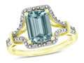 Star K™ Octagon Emerald Cut 8x6 Genuine Sky Blue Topaz Vintage Look Split Shank Ring 318747