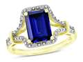 Star K™ Octagon Emerald Cut 8x6 Created Sapphire Vintage Look Split Shank Ring 318752