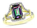 Star K™ Octagon Emerald Cut 8x6 Rainbow Mystic Topaz Vintage Look Split Shank Ring 318757