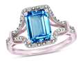 Star K™ Octagon Emerald Cut 8x6 Genuine Blue Topaz Vintage Look Split Shank Ring 318780