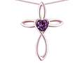 Star K(tm) 14k Gold Infinity Love Cross with Simulated Alexandrite Heart Stone Pendant Necklace