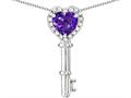 Star K (tm) Key to My Heart Pendant Necklace with Genuine Amethyst