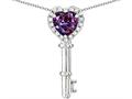 Star K (tm) Key to My Heart Pendant Necklace with Simulated Alexandrite