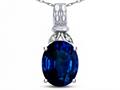 Star K ™ Oval 10x8 Created Sapphire Fashion Pendant Necklace 319295