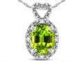 Star K ™ Oval 8x6mm Genuine Peridot Vintage Antique Look Heart Pendant Necklace 319332