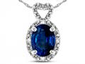 Star K ™ Oval 8x6mm Created Sapphire Vintage Antique Look Heart Pendant Necklace 319340