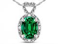 Star K ™ Oval 8x6mm Simulated Emerald Vintage Antique Look Heart Pendant Necklace 319347