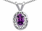 Tommaso Design Genuine Amethyst Oval 6x4mm Pendant Necklace Style number: 21221