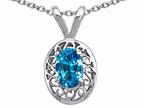 Tommaso Design Genuine Blue Topaz Oval 6x4mm Pendant Necklace Style number: 21222