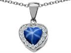 Star K 925 Created Heart Shaped Star Sapphire Pendant Necklace Style number: 26713