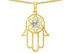 Tommaso Design Large 1.5 inch Hamsa Hand Jewish Star of David Protection Pendant Necklace Style number: 305102