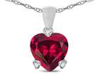 Tommaso Design Heart Shape 8mm Created Ruby Love Pendant Necklace Style number: 309926